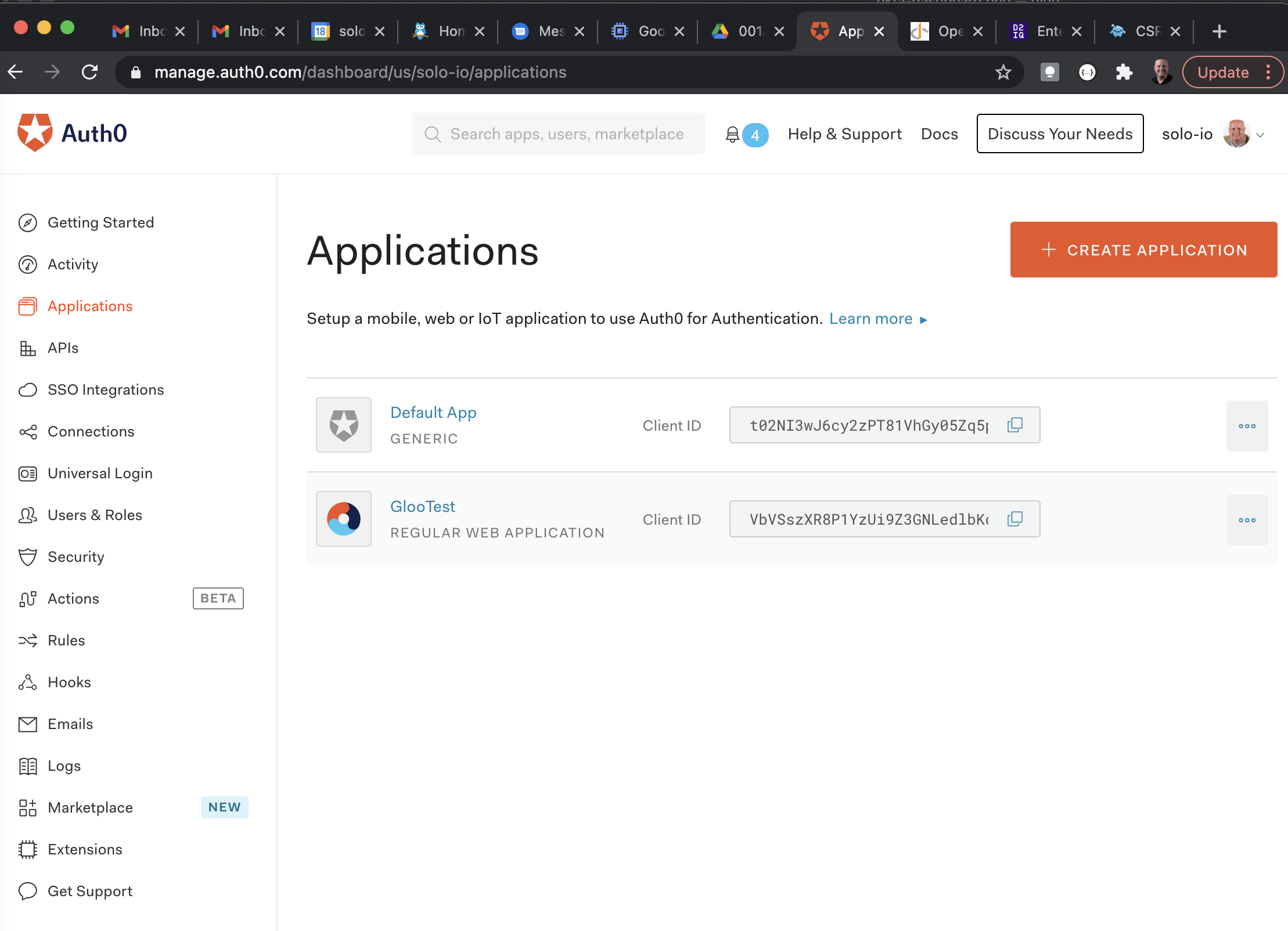 Auth0 Developer Account Dashboard